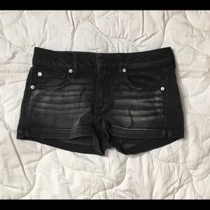 American Eagle Black Denim Shortie Shorts size 8